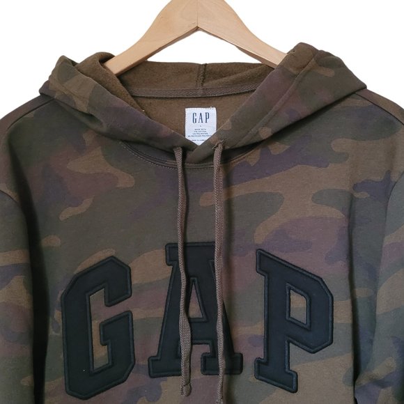 GAP ~ MENS SIZE LARGE ~ GREEN CAMO GAP LOGO HOODIE HOODED SWEATSHIRT NEW! - Picture 2 of 4